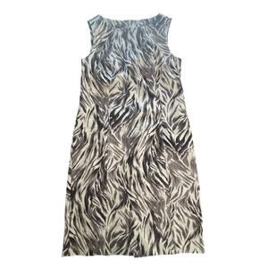 Talbots Black White Feather Design Sleeveless Lined Cotton Dress Women's Size 12